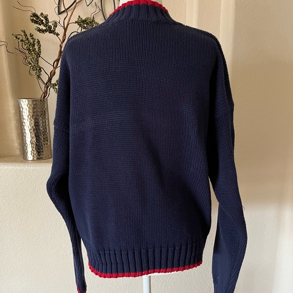 Vtg LizWear 80s Sweater Geometric Knitted Pullover Mock  Womens M Multi  *READ* - Picture 3 of 7